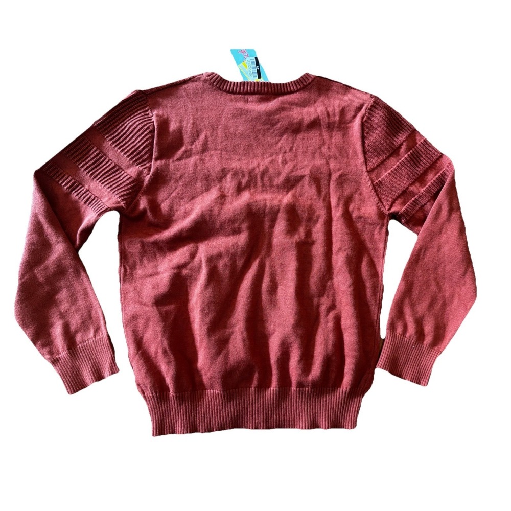 Cat & Jack Boys M (8) Crewneck Sweater Rust Orange 100% Cotton Ribbed NWT - Picture 4 of 6